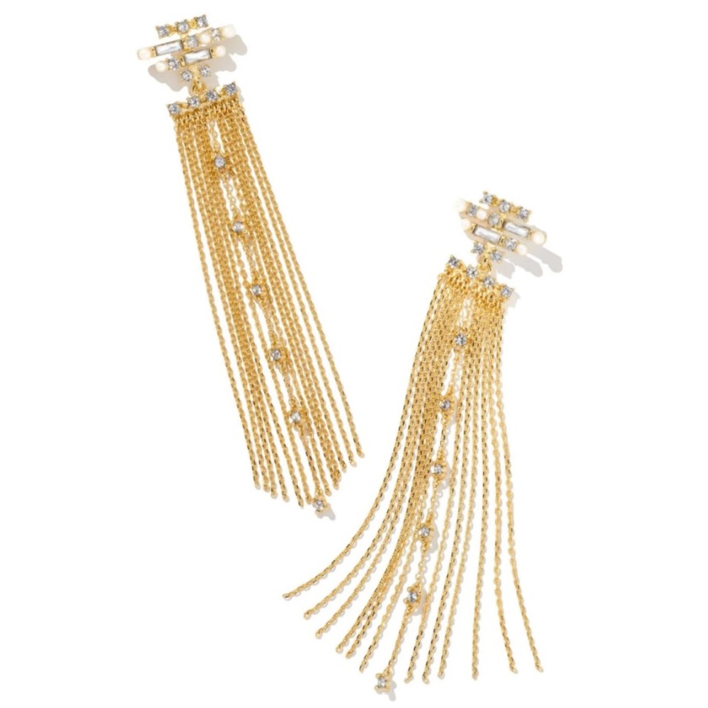 NWT Kendra Scott Madelyn Statement Tassel Earrings Gold $198